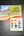 Color swatch card with watercolor landscape painting on a dark wooden surface