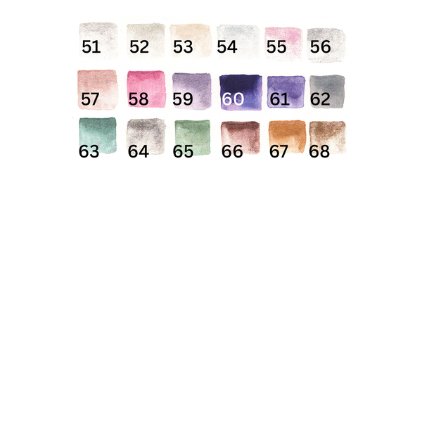 Shimmer color swatches with numbers on a white background.